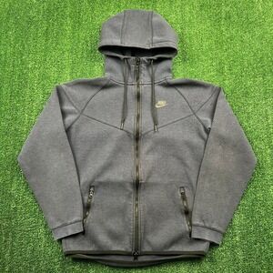 Nike Tech Fleece Hoodie Mens Navy Blue M Full Zip Raglan Cotton Blend Sportswear